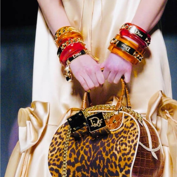Dior Jewelry - Vintage Christian Dior Rare Runway John Galliano Amber Resin Gold Chain Bangle
